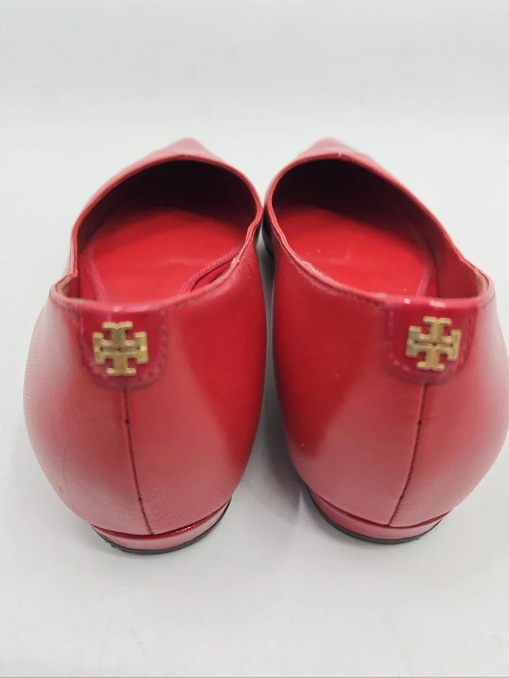 Tory Burch Bright Red Pointed Leather Flats